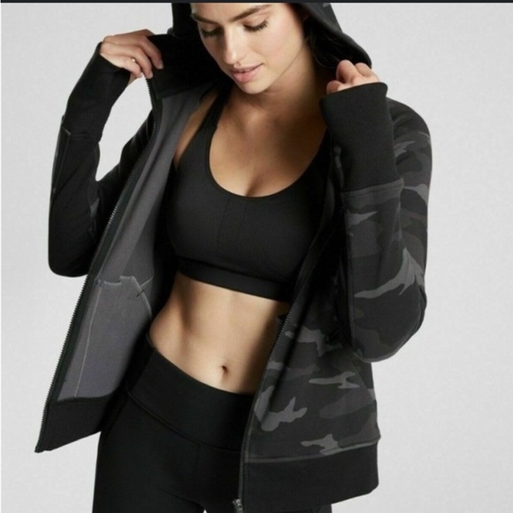 ATHLETA Triumph Printed Hoodie Camo Full Zip Athletic Jacket Size MEDIUM - Picture 1 of 9